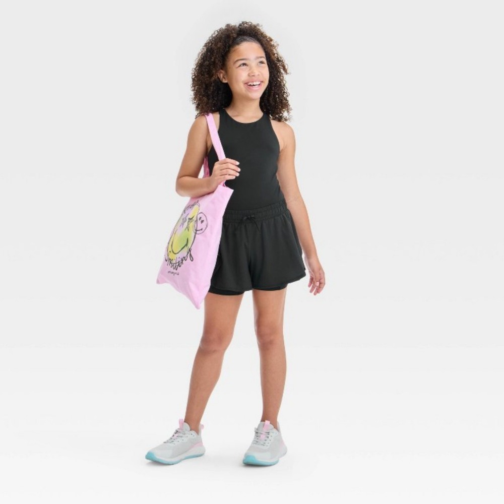 Girls Flowy Shorts All in Motion Black Lightweight Adj Waist NWT L (10/12) - Picture 2 of 4